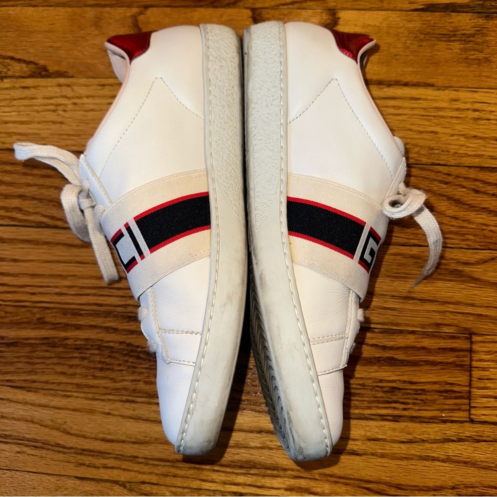 GUCCI Ace Stripe Ivory Sneakers White Red Black Leather Women’s size EU 37 - Picture 3 of 13
